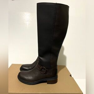 Clarks Women’s Heart Raews Leather Buckle Knee High Boots.